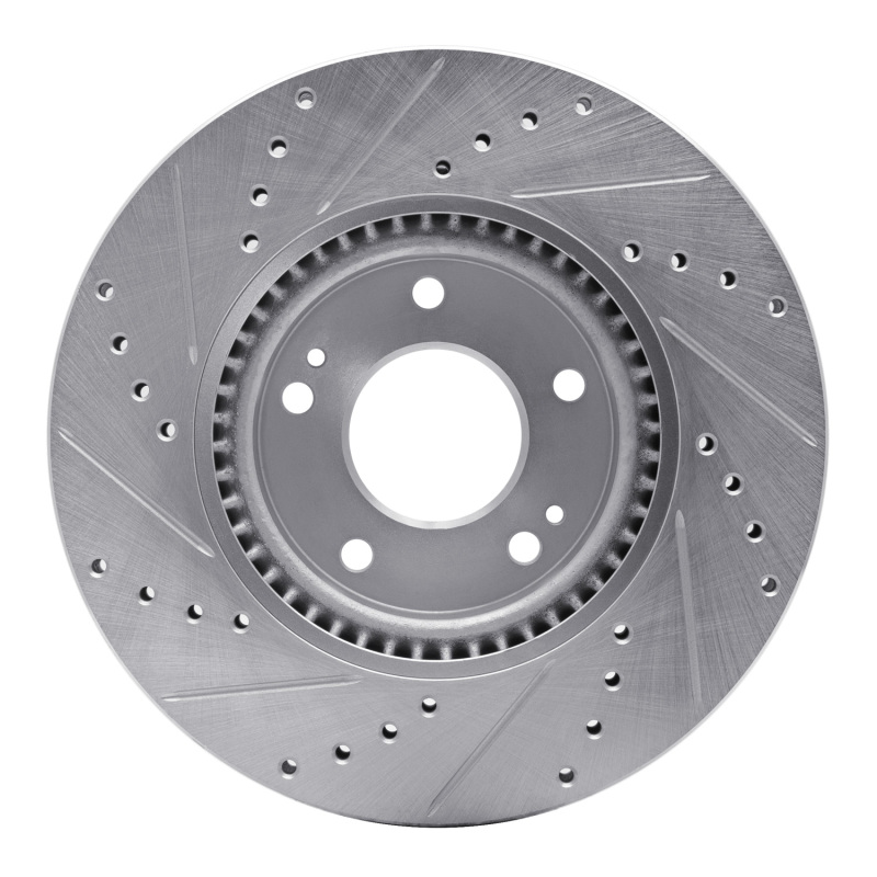 Hyundai TUCSON Brake Rotor (1) - Front Right - R1 Concepts - Drilled & Slotted - Silver - `05-`24